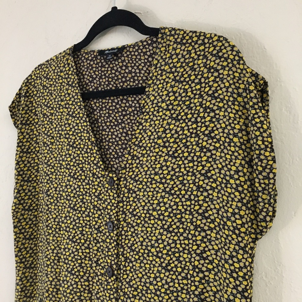 Madewell Easy Bitsy Floral Midi Dress Petite Small Yellow Spring Relaxed Fit - Picture 4 of 12